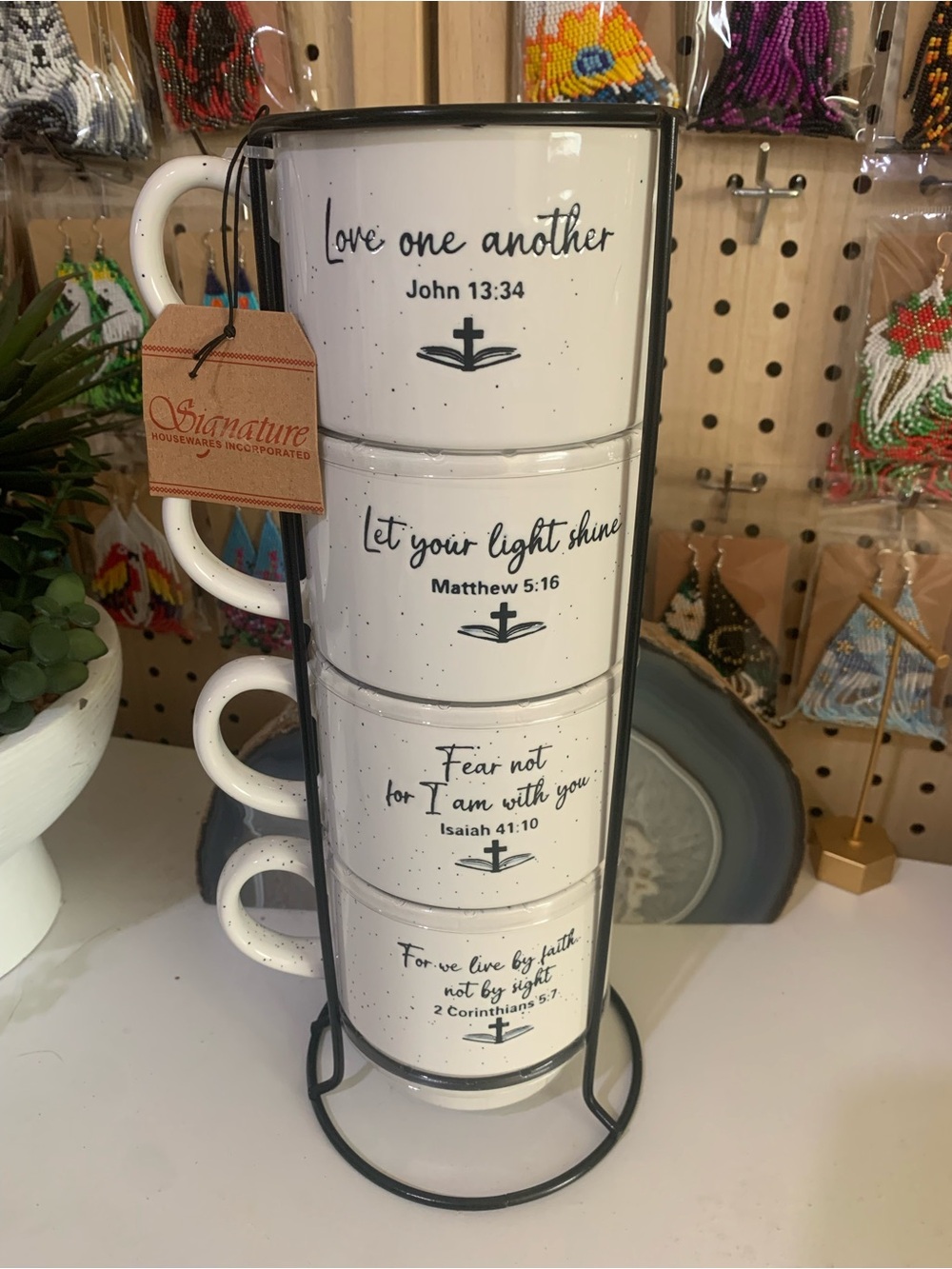 Stacked Inspirational Mug Set - White with Black Script